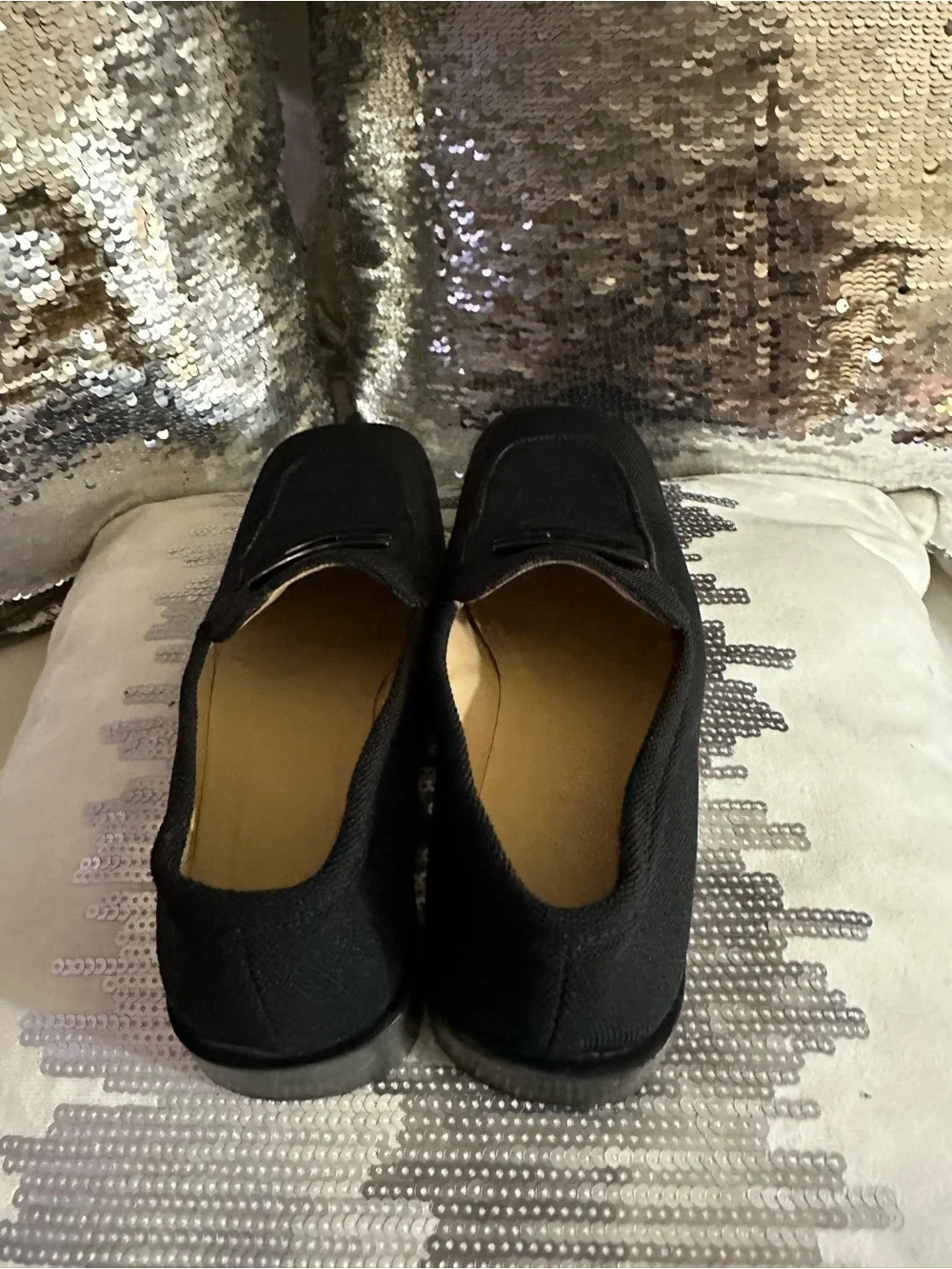 Gucci Black Slip-On Loafers with Dark Silver Buckle